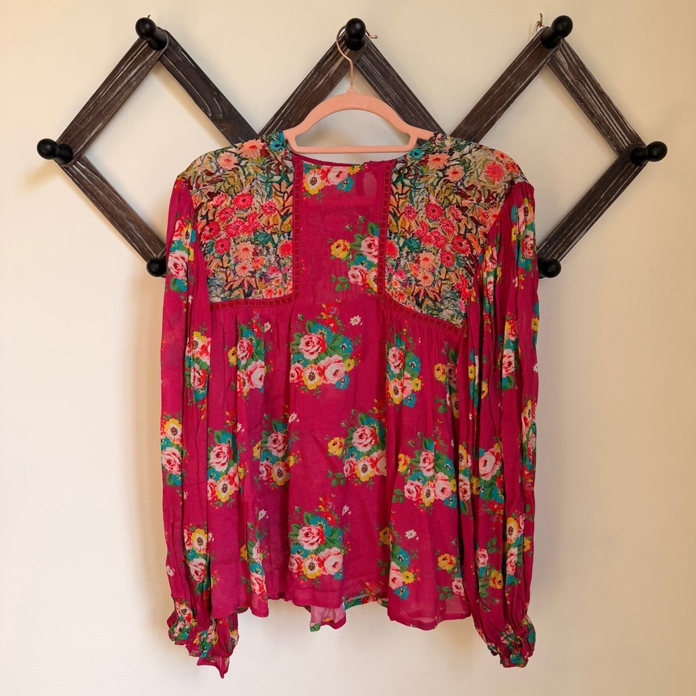 Blank NYC Miranda Floral Blouse - Fuchsia Pink